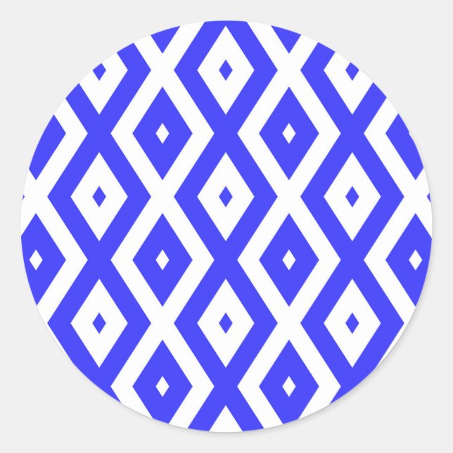 Adesivo Redondo Royal blue and white diamond pattern (Frente)