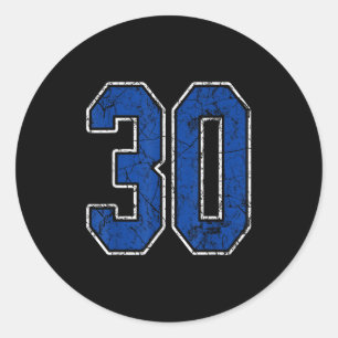 Adesivo Redondo Royal Blue E White Number 30 Jersey Player Unifo