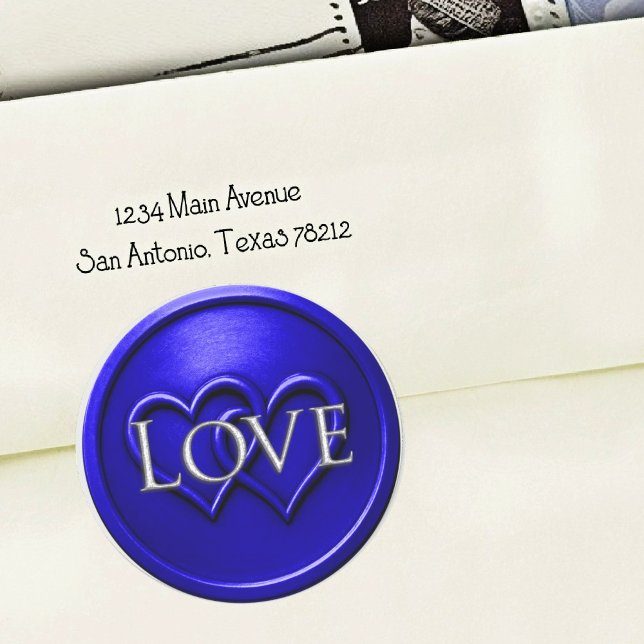 Adesivo Redondo Royal Blue Two Hearts Intertwined Wedding (Criador carregado)