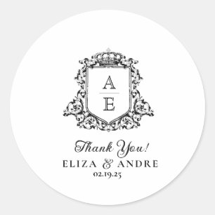 Adesivo Redondo Royal Crest Emblem Monograma