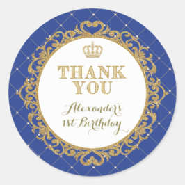 Adesivo Redondo Royal Prince Baby Obrigado Sticker Aniversário Fav