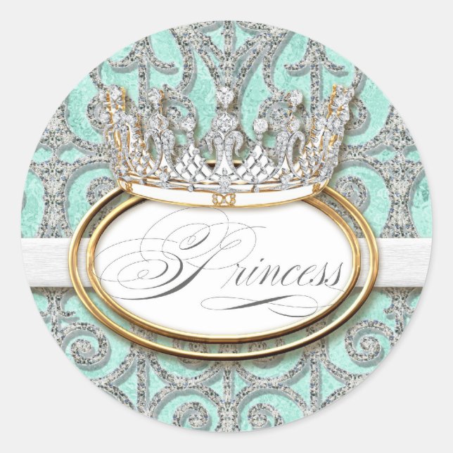 Adesivo Redondo Royal Princess Crown Girl Chá de fraldas Sticker S (Frente)