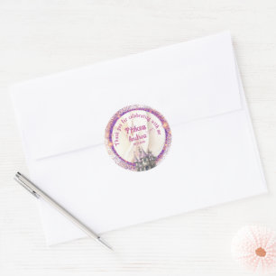 Adesivo Redondo Royal Princess Festa de aniversário Obrigado