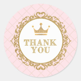 Adesivo Redondo Royal Princess Obrigado A Vestir Favores De Aniver