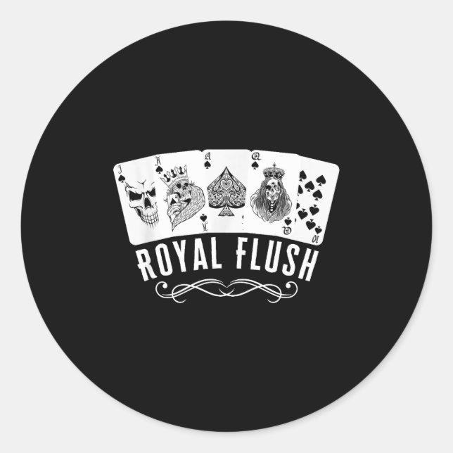 Adesivo Redondo Royal Spade Flush Skeleton King Queen Spades Ker G (Frente)