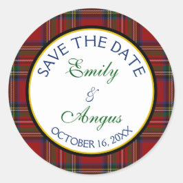 Adesivo Redondo Royal Stewart Tartan Weding a Date Sticker