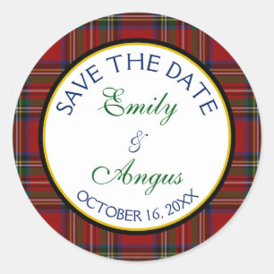 Adesivo Redondo Royal Stewart Tartan Weding a Date Sticker