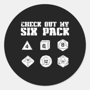 Adesivo Redondo Rpg Confira Meu 6 Pack Cara de Jogador Divertido H