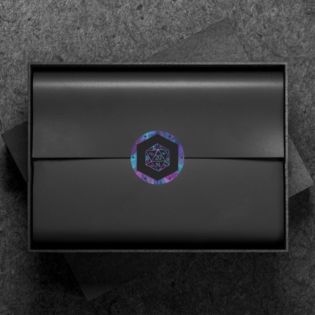 Adesivo Redondo RPG Dice | Nebula Fantasy Retro Tabletop PnP Gamer (Criador carregado)