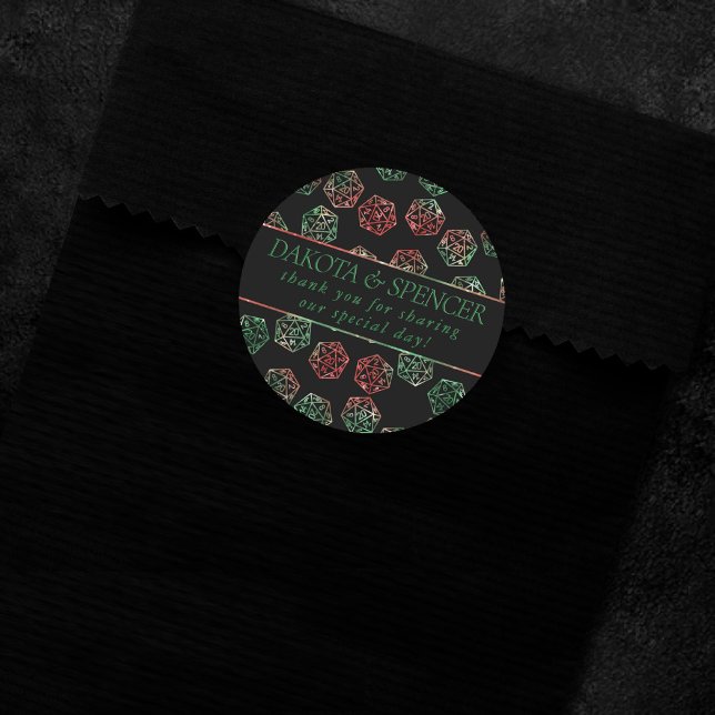 Adesivo Redondo RPG Dice | XMAS Fantasy Tabletop Gamer Personaliza (Criador carregado)