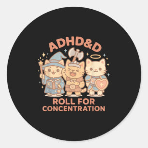 Adesivo Redondo Rpg Gamer Adhd&d Roll Para Geek De Concentraçã
