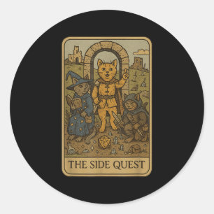 Adesivo Redondo Rpg Gamer Gats Engraçado Quest Tarot Card Engraçad