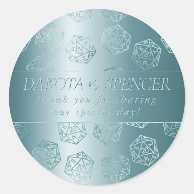 Adesivo Redondo RPG Luxe | Aqua Fantasy Tabletop Gamer Personaliza (Frente)