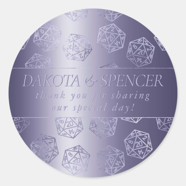 Adesivo Redondo RPG Luxe | Tabletop Gamer De Fantasia Roxa (Frente)