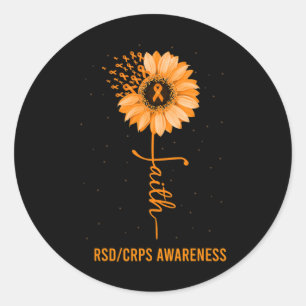 Adesivo Redondo Rsd Crps Sensibiliza Fé Daisth Flower Ribbon
