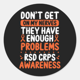 Adesivo Redondo Rsd Crps Warrior Orange Ribbon Em Meus Nervos Crps