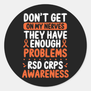 Adesivo Redondo Rsd Crps Warrior Orange Ribbon Em Meus Nervos Crps