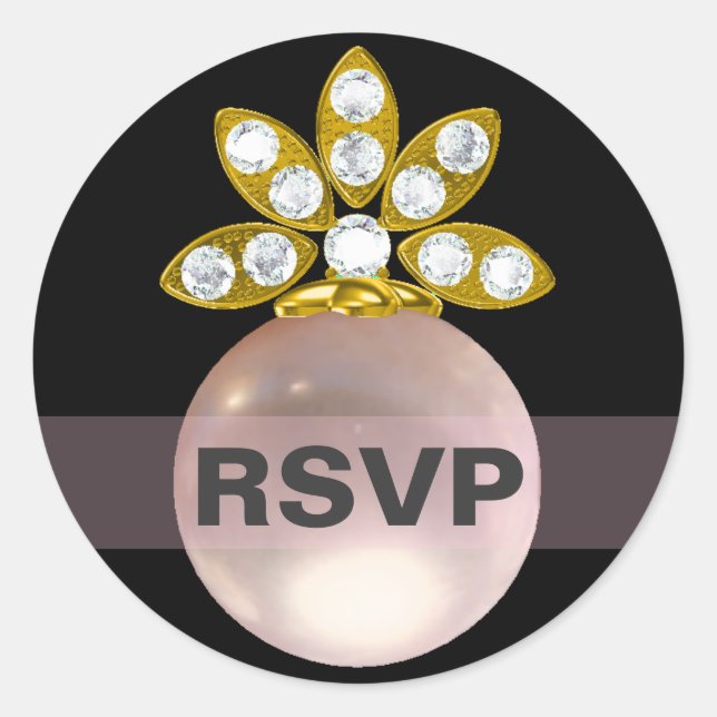 Adesivo Redondo RSVP - pérola rosa (Frente)