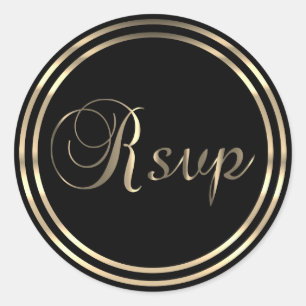 Adesivo Redondo RSVP Preto e Ouro