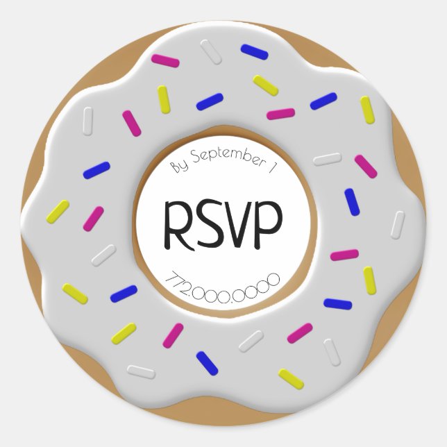 Adesivo Redondo RSVP White Vanilla Rosquinha & Sprinkles Envelope  (Frente)