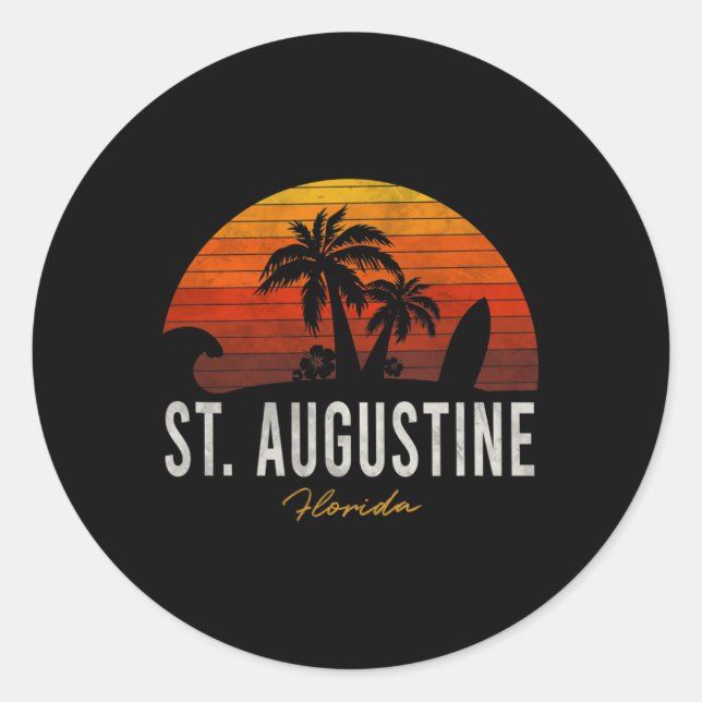 Adesivo Redondo Rua. Augustine Beach Flórida Fl Palms VacSurf (Frente)