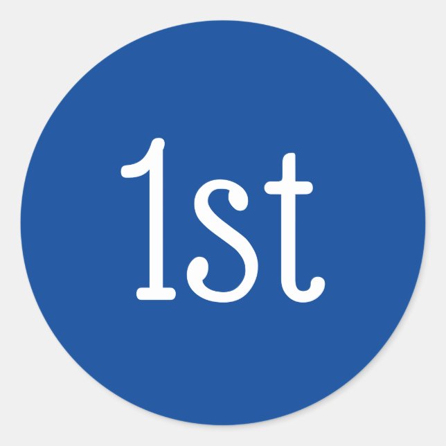 Adesivo Redondo Rua azul e branca, primeira  Prêmio vencedora (Frente)