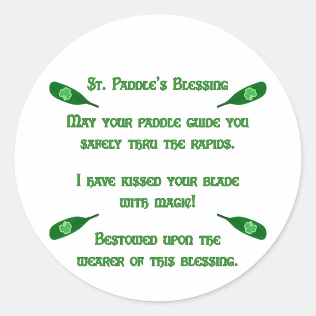 Adesivo Redondo Rua, Bênção de Kayak de Paddle (Frente)