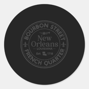 Adesivo Redondo Rua Bourbon French Quarter Est 1718 Nova Orleans