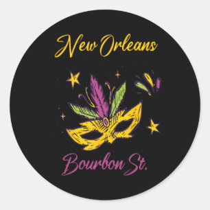 Adesivo Redondo Rua Bourbon French Quarter Nova Orleans Mardi Gr