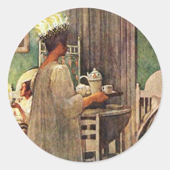 Adesivo Redondo Rua Carl Larsson. Natal para Lúcia na Suecia (Frente)