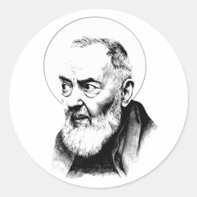 Adesivo Redondo Rua católica, Padre Pio Capuchin Monk Sticker (Frente)
