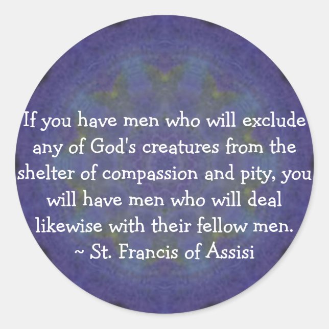 Adesivo Redondo Rua. Citação dos direitos dos animais de Francis d (Frente)