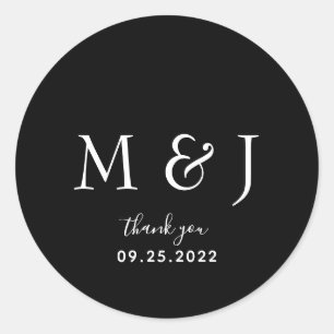 Adesivo Redondo Rua Clássica Mínima do Monograma Negro Clássico