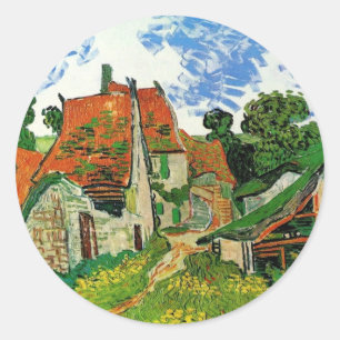 Adesivo Redondo Rua da Aldeia em Auvers de Vincent Van Gogh