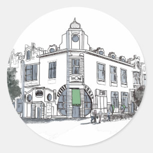 Adesivo Redondo rua da cidade antiga