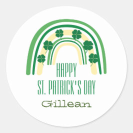 Adesivo Redondo Rua de ferradura Shamrock verde. Dia de Patrick