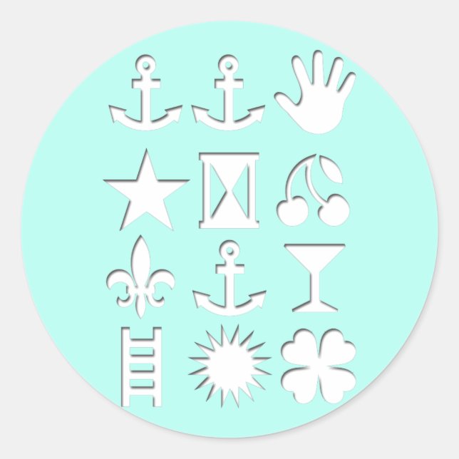 Adesivo Redondo Rua de Rota de Amizade de Mensagem Codificada Azul (Frente)