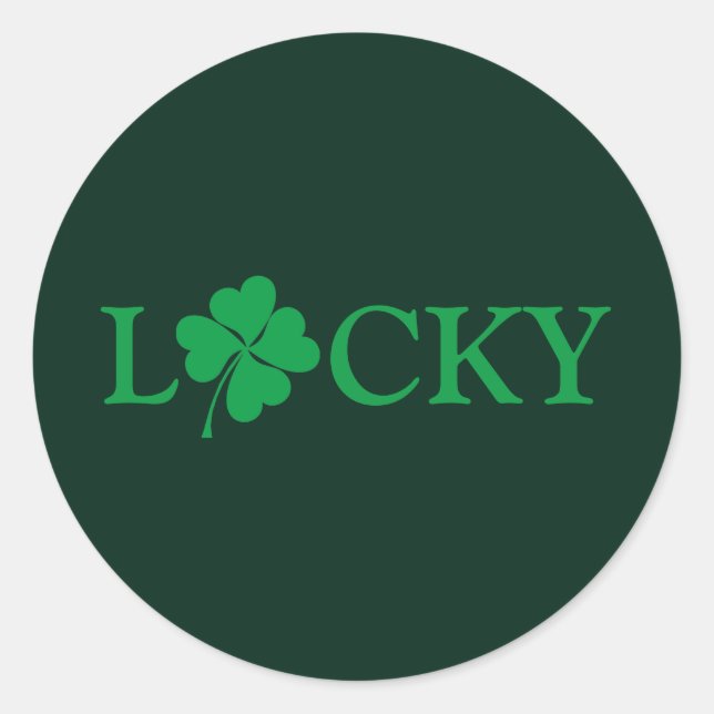 Adesivo Redondo Rua de Shamrock, Lucky Green Clover. (Frente)