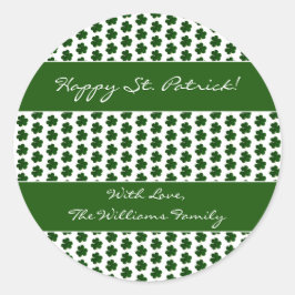 Adesivo Redondo Rua De Texto Personalizado De Shamrock Clover. Pat