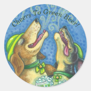 Adesivo Redondo Rua, dia de Paddy, IRISH HOUNDS DOG STICKER Sheet
