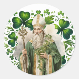 Adesivo Redondo Rua. Dia de Patricks Verde Irlandês Shamrocks Reli