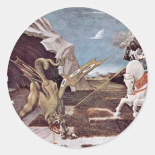 Adesivo Redondo Rua. George Lutando Contra O Dragão Por Uccello P