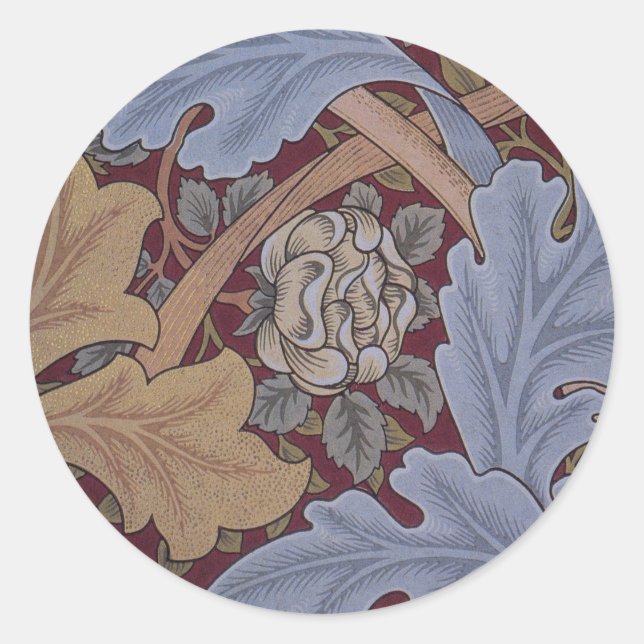 Adesivo Redondo Rua James Acanthus Leaf Pattern de William Morris (Frente)