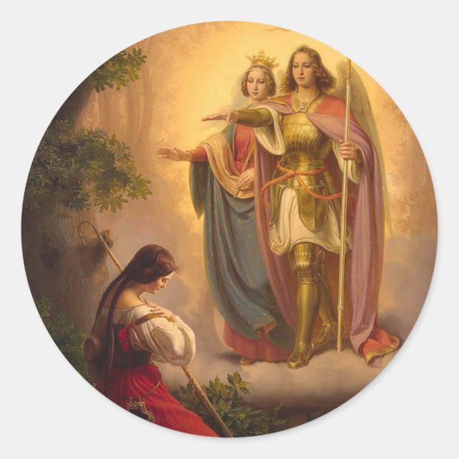 Adesivo Redondo Rua. Joan of Arc Rua Michael Catherine Alexandria (Frente)