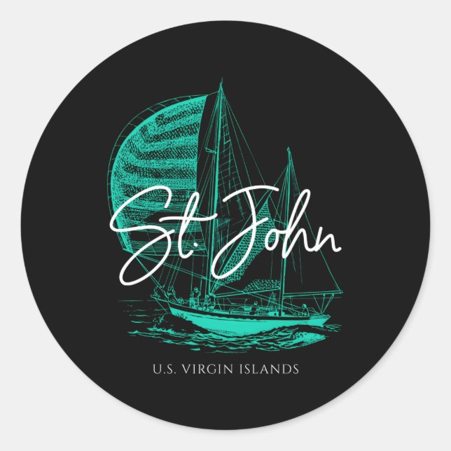 Adesivo Redondo Rua John Us Virgin Islands Sailboat (Frente)