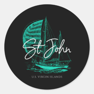 Adesivo Redondo Rua John Us Virgin Islands Sailboat