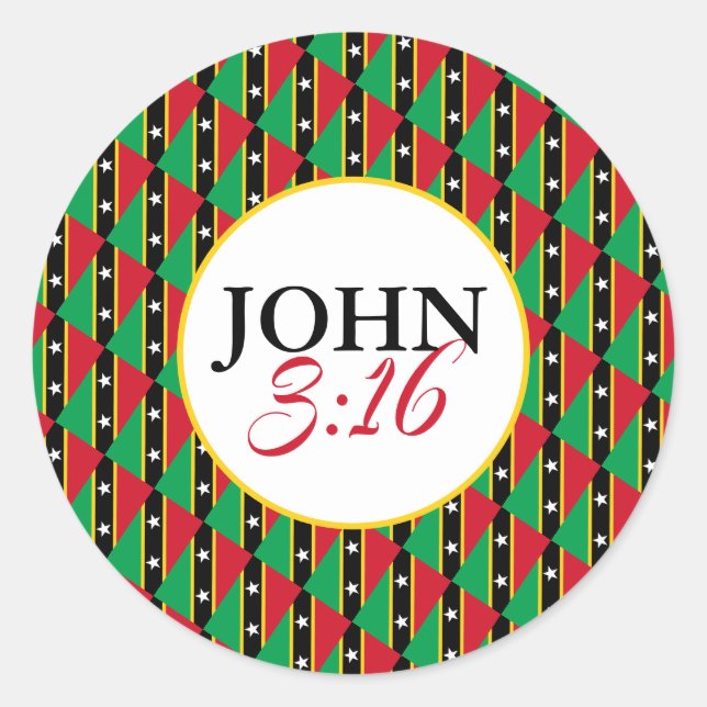 Adesivo Redondo RUA KITTS NEVIS Deus Tão Amado O Mundo John 3:16 (Frente)