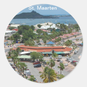 Adesivo Redondo Rua. Maarten - Baía de Marigot