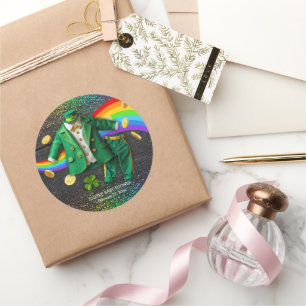 Adesivo Redondo Rua, o Dourado dia de Patrick, o Chá de fraldas do