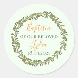 Adesivo Redondo Rua Oliveira Personalizada do Batismo